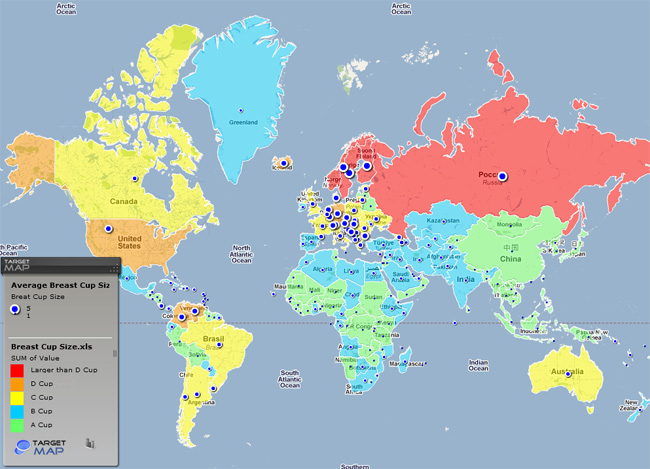 world map of average breast cup size. The Breast Cup Size Worldwide