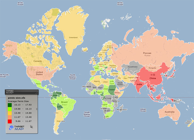 world map of average breast cup size. World Map of The Peniz Size